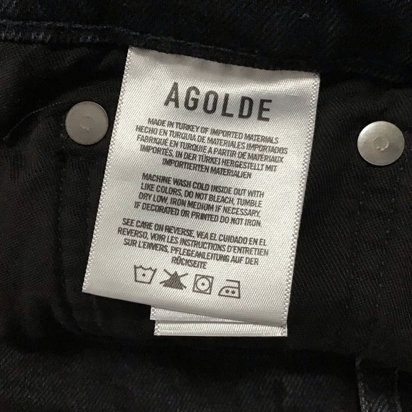AGOLDE Riley High Rise Straight Crop Jeans In Black Size 28P. - Picture 10 of 11